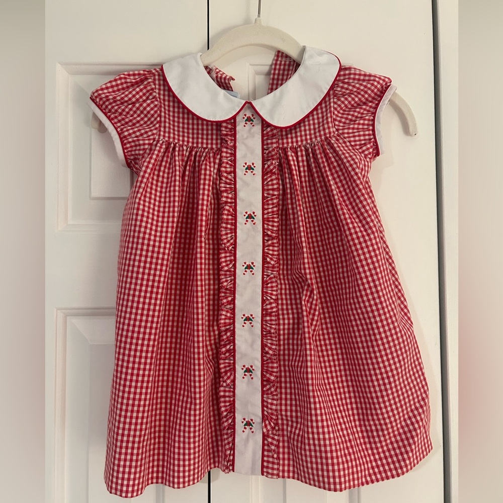 Little English candy Cane embroidered dress 3T